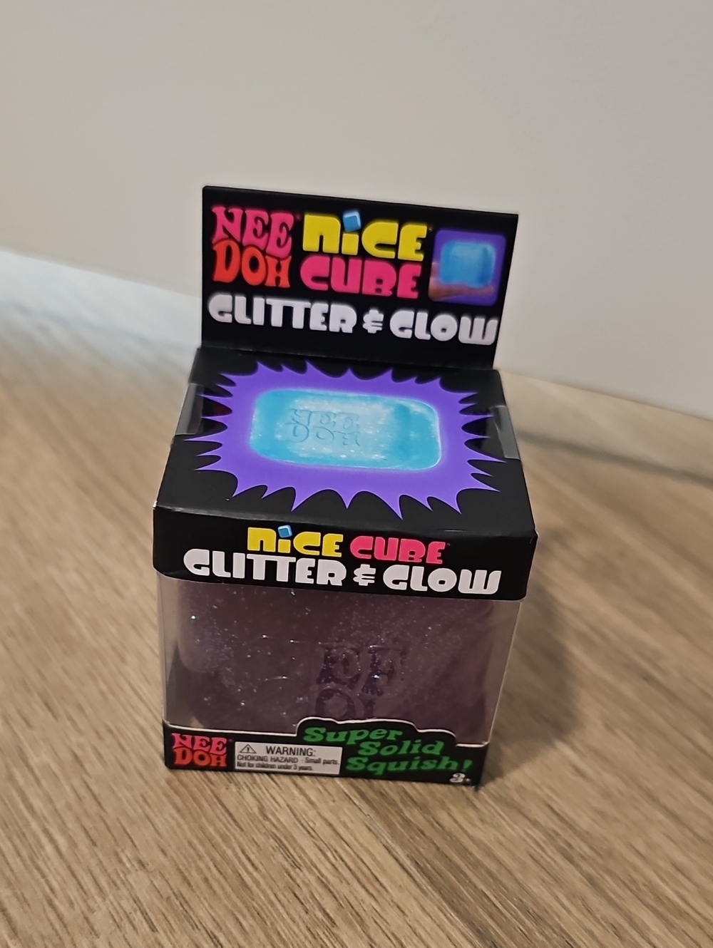 Needoh Nice Cube Glitter & Glow Purple Cube Squishy